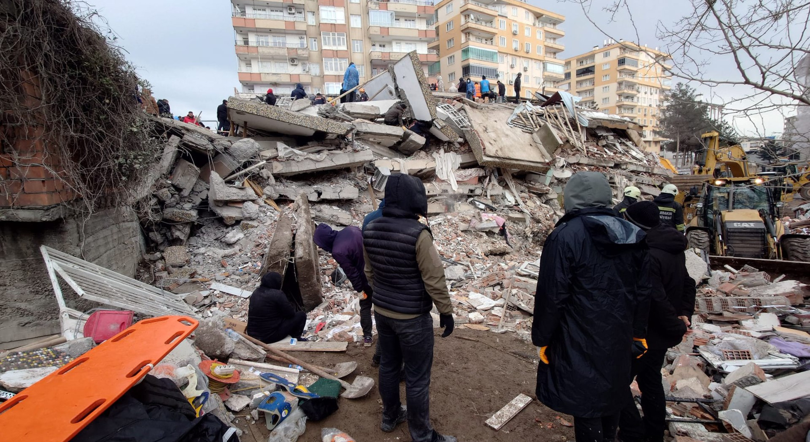 The wreckage of a collapsed building, Diyarbakır, Turkey.