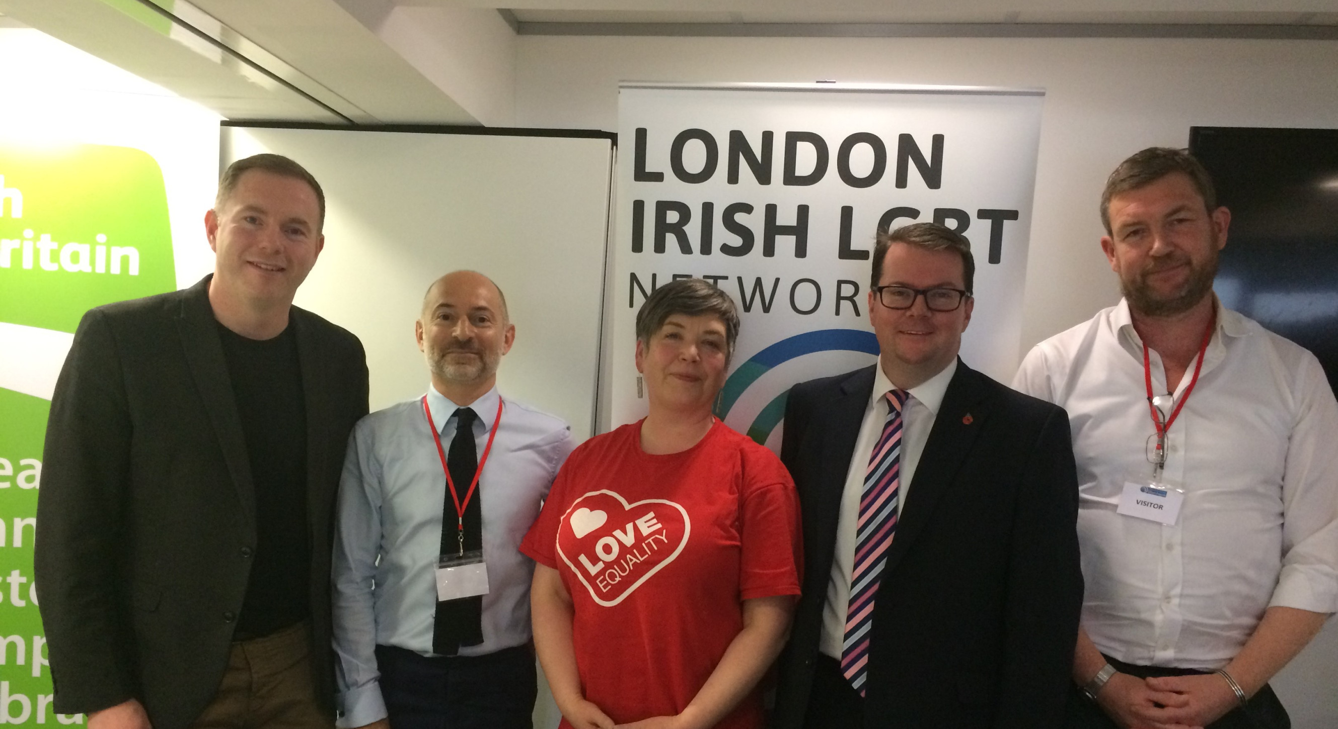 Chris Hazzard MP, Professor Daniel Monk, Clare Moore, Conor McGinn MP, Brian Dalton, CEO Irish in Britain