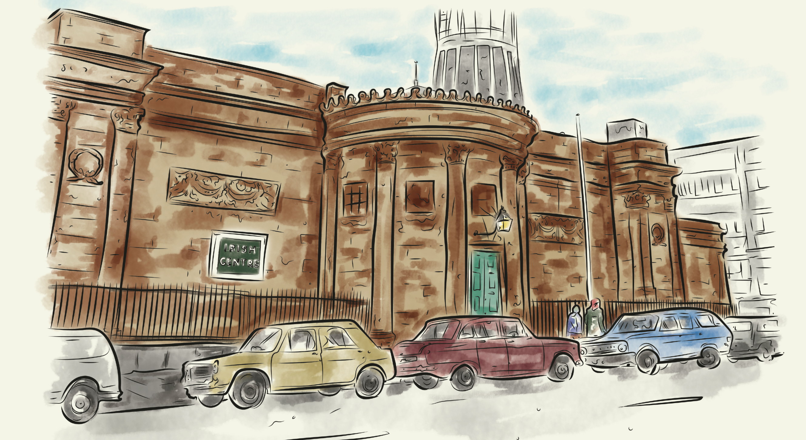 Becky Moriarty's illustration of the old Liverpool Irish Centre