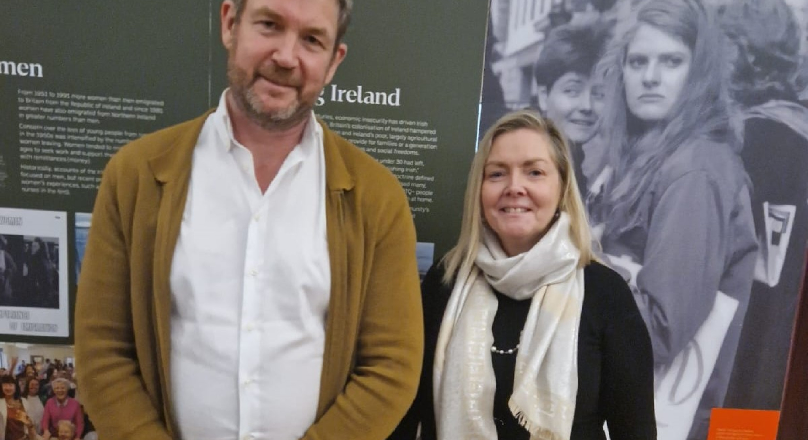 Brian Dalton with Jacqui O'Donovan OBE, primary exhibition sponsor